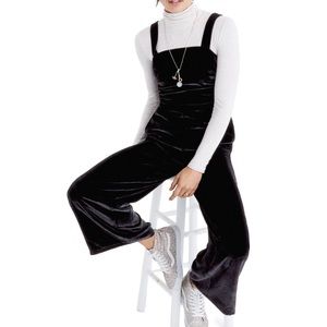 Madewell Black Velvet Wide-Leg Jumpsuit